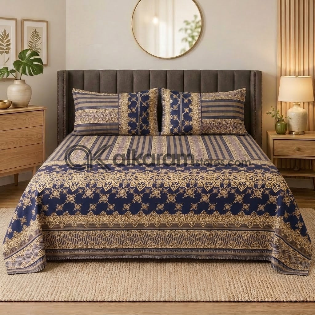 Crystal Cotton 3pc Bedsheet Blue Garnet