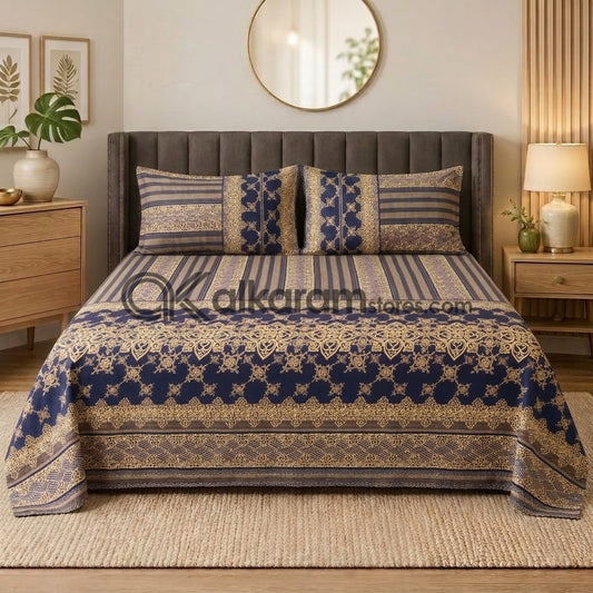 Crystal Cotton 3pc Bedsheet Blue Garnet