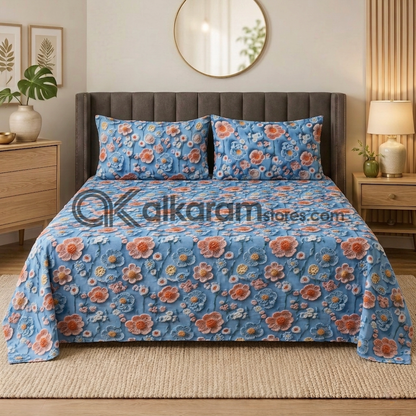 Pure Cotton 3pc Bedsheet Skyline Bloom