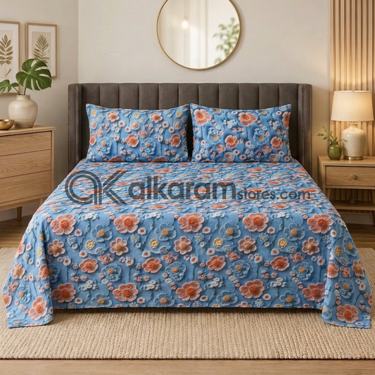 Pure Cotton 3pc Bedsheet Skyline Bloom