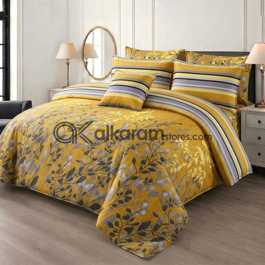 7pc Cotton Comforter Set Golden Tree