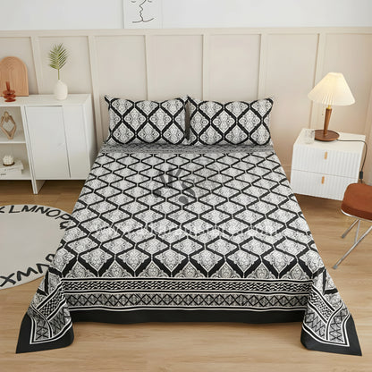 Crystal Cotton 3pc Bedsheet White Diamonds