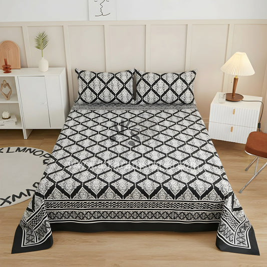 Crystal Cotton 3pc Bedsheet White Diamonds