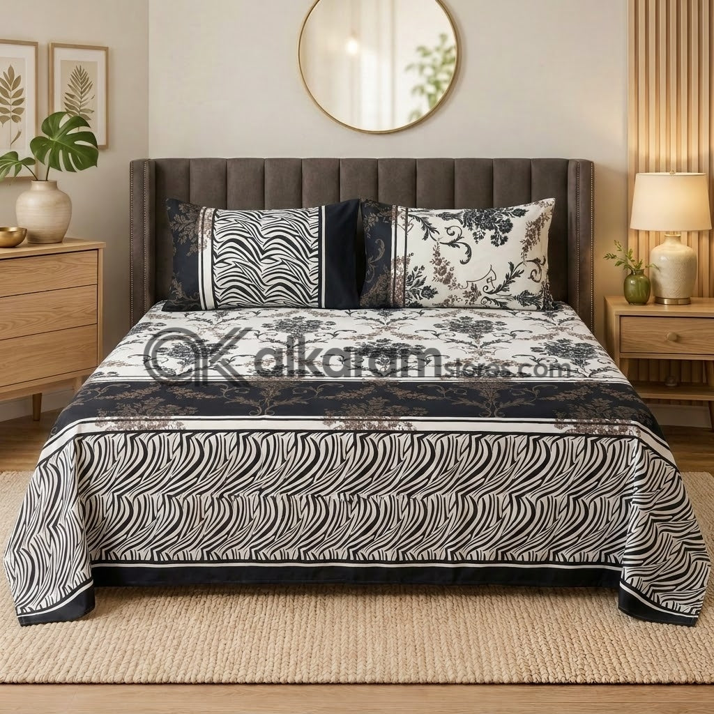 Crystal Cotton 3pc Bedsheet White Damask