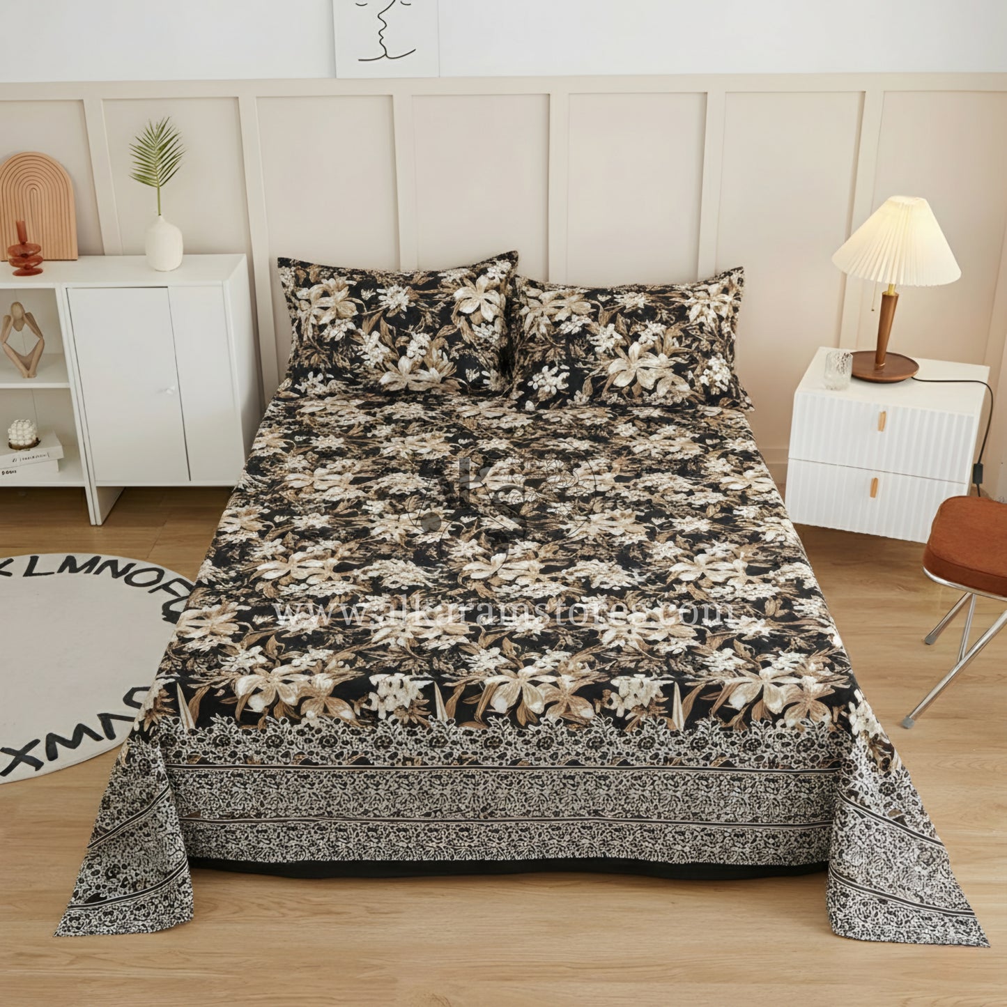 Crystal Cotton 3pc Bedsheet Cream Chintz