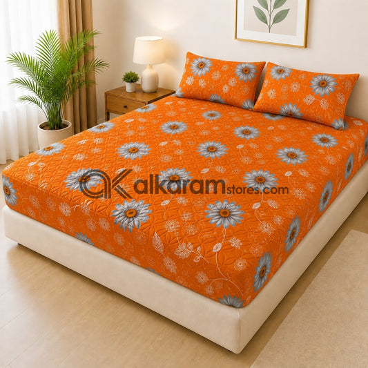 Solar Bloom Quilted Fitted 3pc Bedsheet