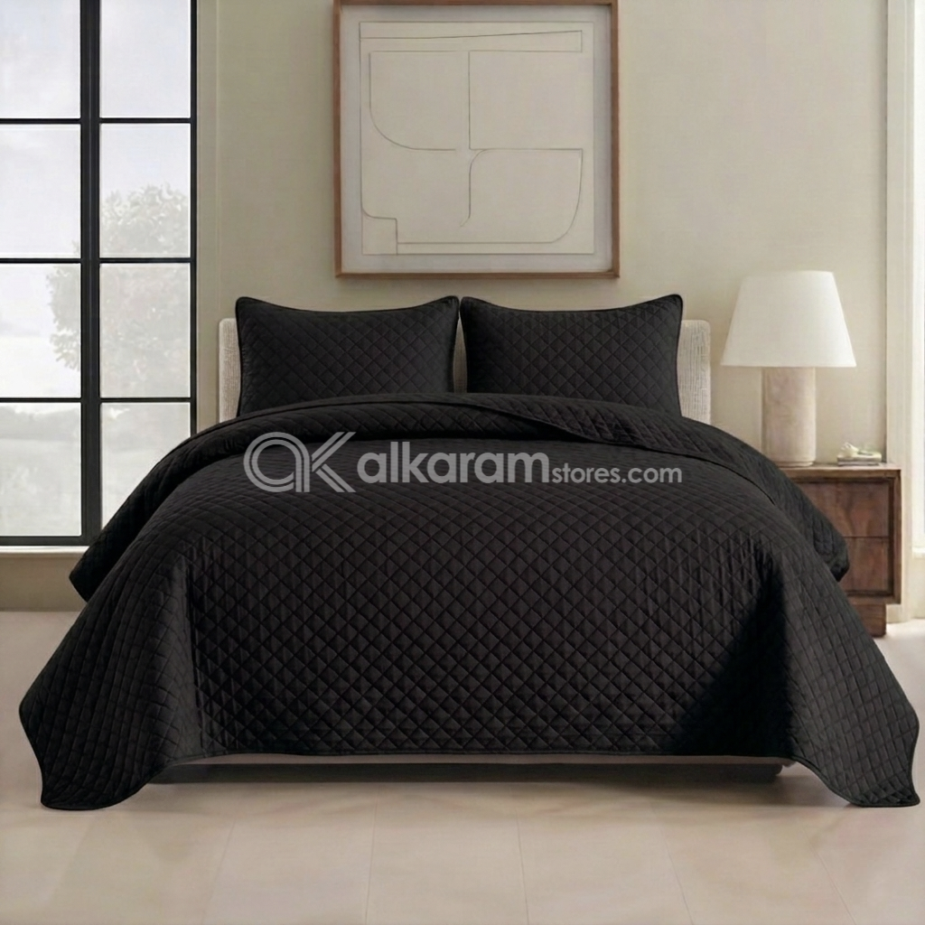 Black 3pc Bedspread