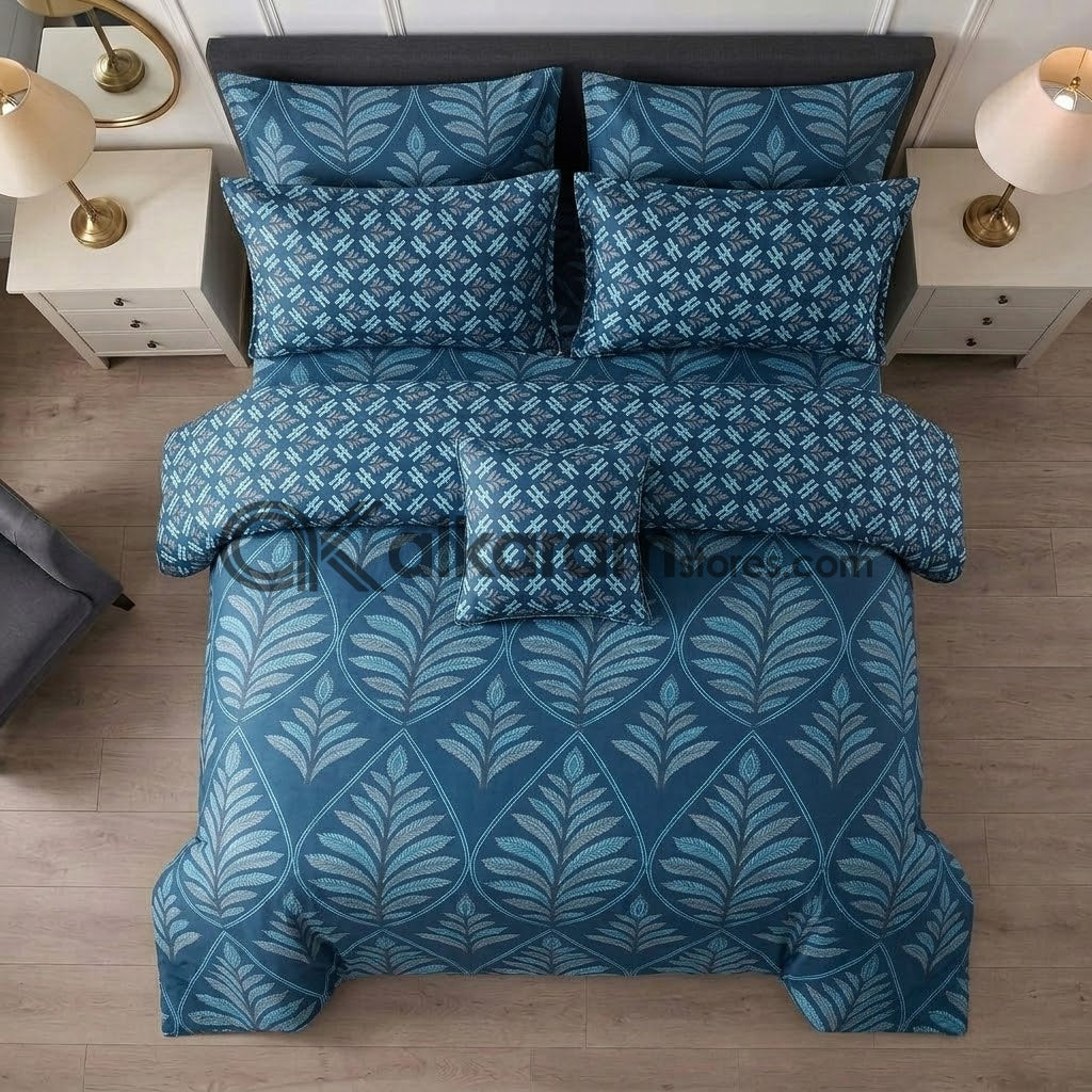 7pc Cotton Comforter Set Blue Crystal