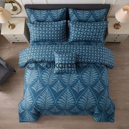 7pc Cotton Comforter Set Blue Crystal