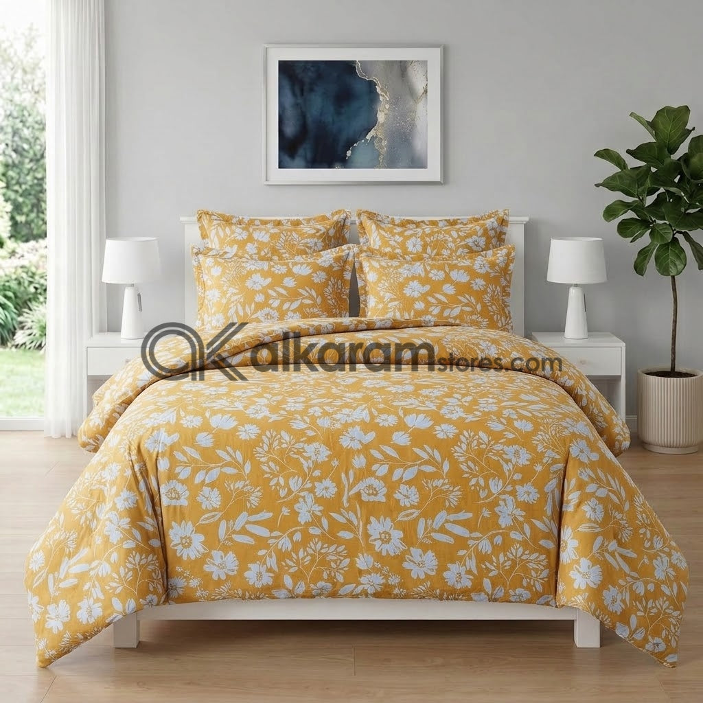 6 PC's Pure Cotton Comforter Set Mustard Bloom