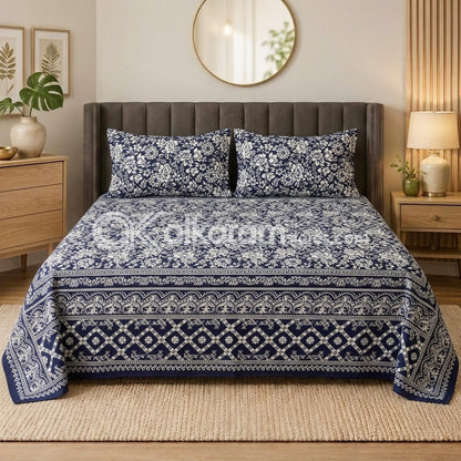 Crystal Cotton 3pc Bedsheet Indigo Royal
