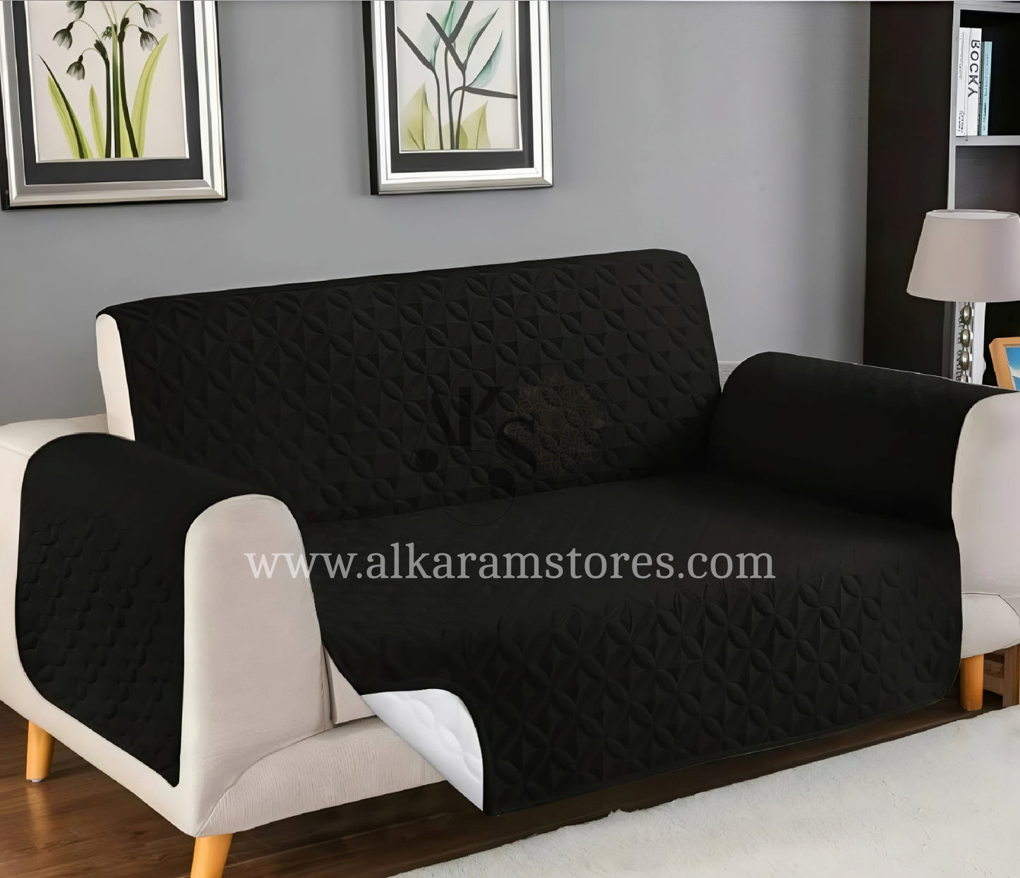 Quilted Black Sofa Cover