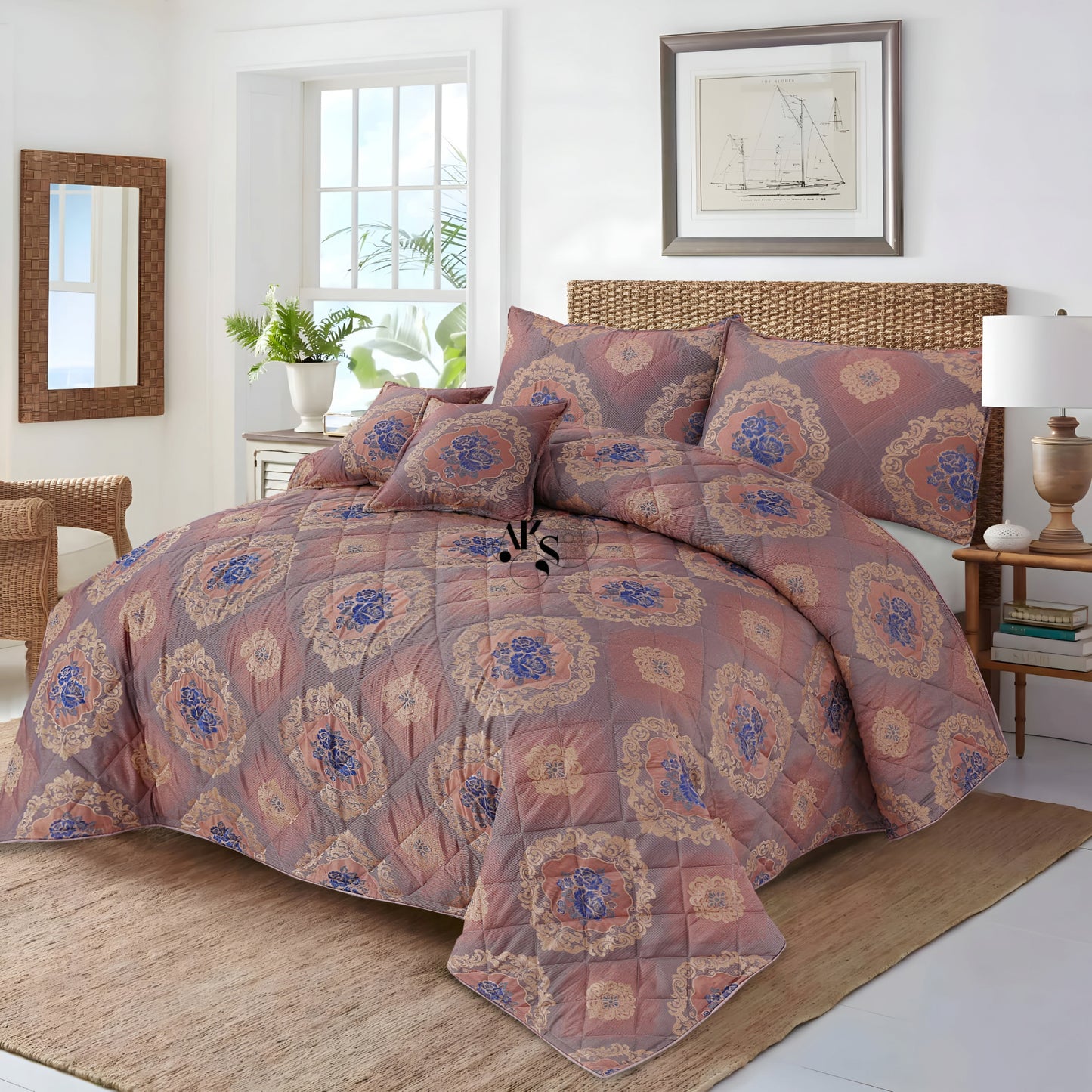 5pc Dusty Pale Bedspread