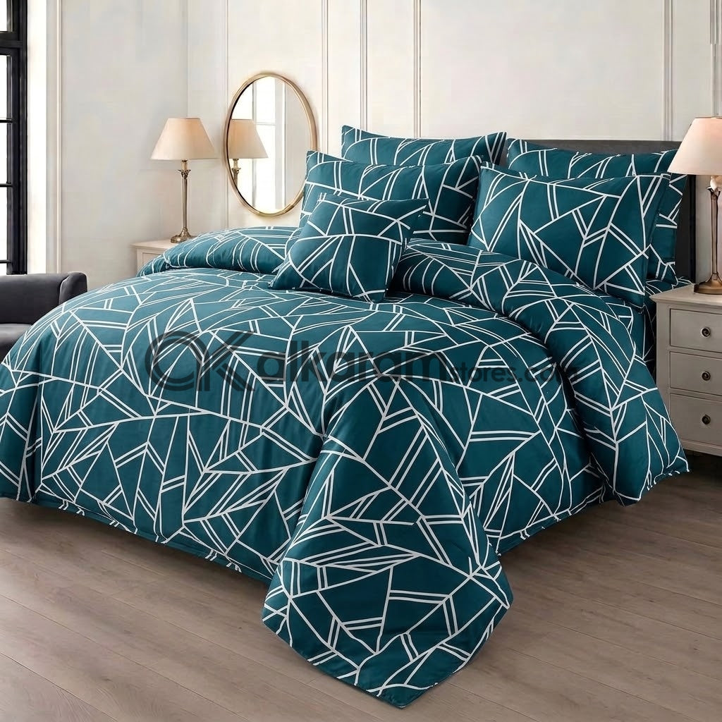 7pc CottonComforter Set Teal Prism