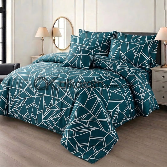 7pc CottonComforter Set Teal Prism