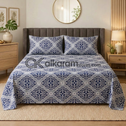 Crystal Cotton 3pc Bedsheet Ogee Lattice