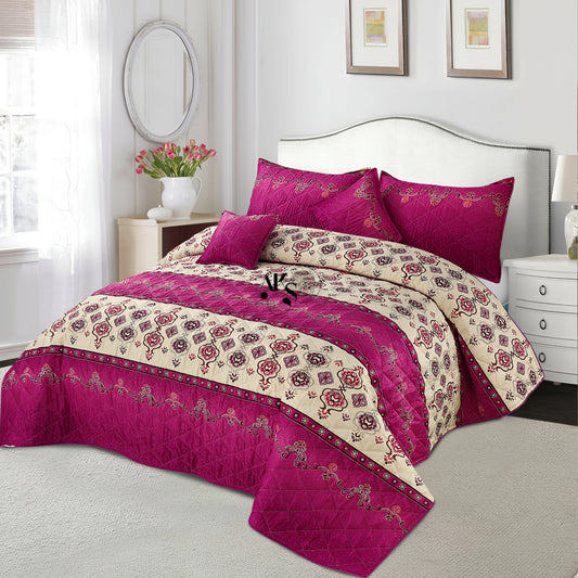 5pc Ornamental Pink Bedspread