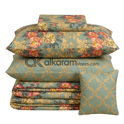7pc Cotton Comforter Set Green Pearl