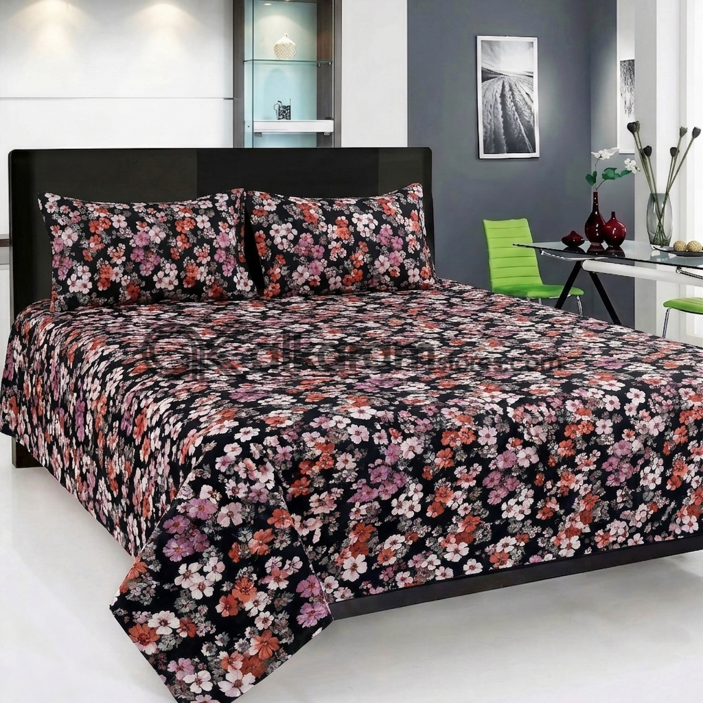 Pure Cotton 3pc Bedsheet Fiesta Bloom
