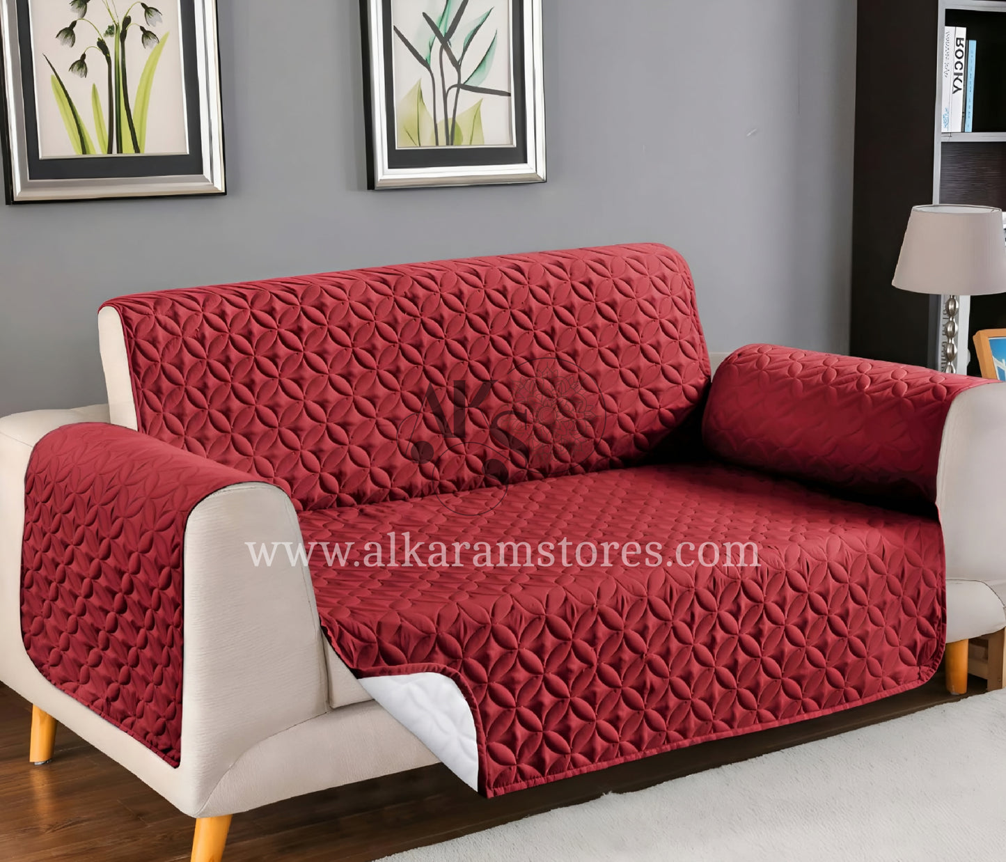 Quilted Mehroon Sofa Cover
