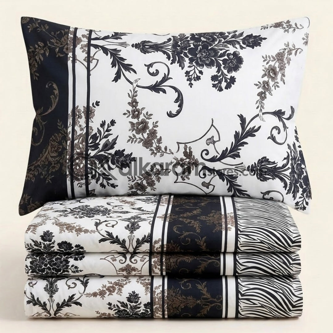Crystal Cotton 3pc Bedsheet White Damask