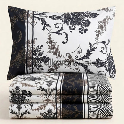 Crystal Cotton 3pc Bedsheet White Damask