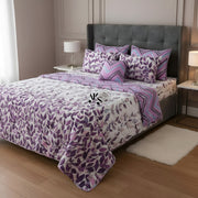 7pc Cotton Comforter Set Purple Botanical