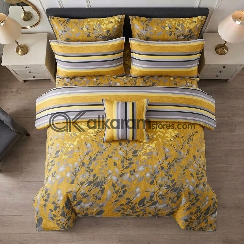 7pc Cotton Comforter Set Golden Tree