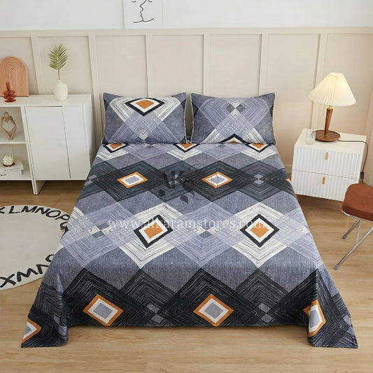 Crystal Cotton 3pc Bedsheet Grey Rhombus
