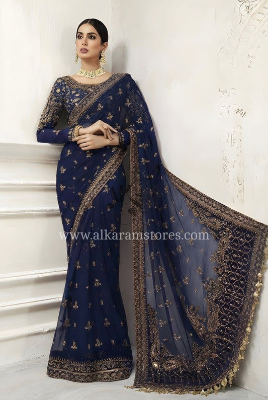 Fancy Saree Navy Blue# 113B