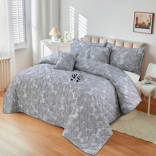 5pc Monochromatic Grey Bedspread