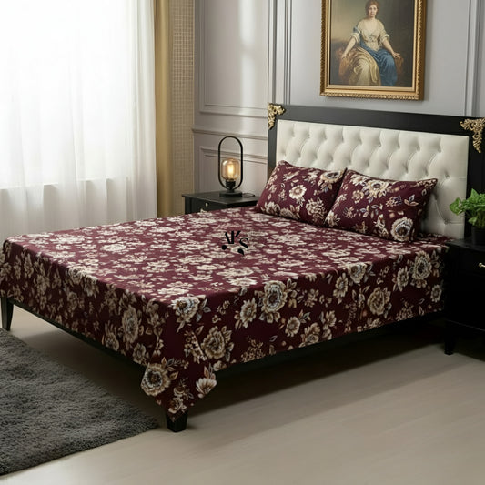 Crystal Cotton 3pc Bedsheet Persian Plum