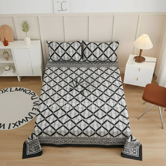 Crystal Cotton 3pc Bedsheet White Diamonds