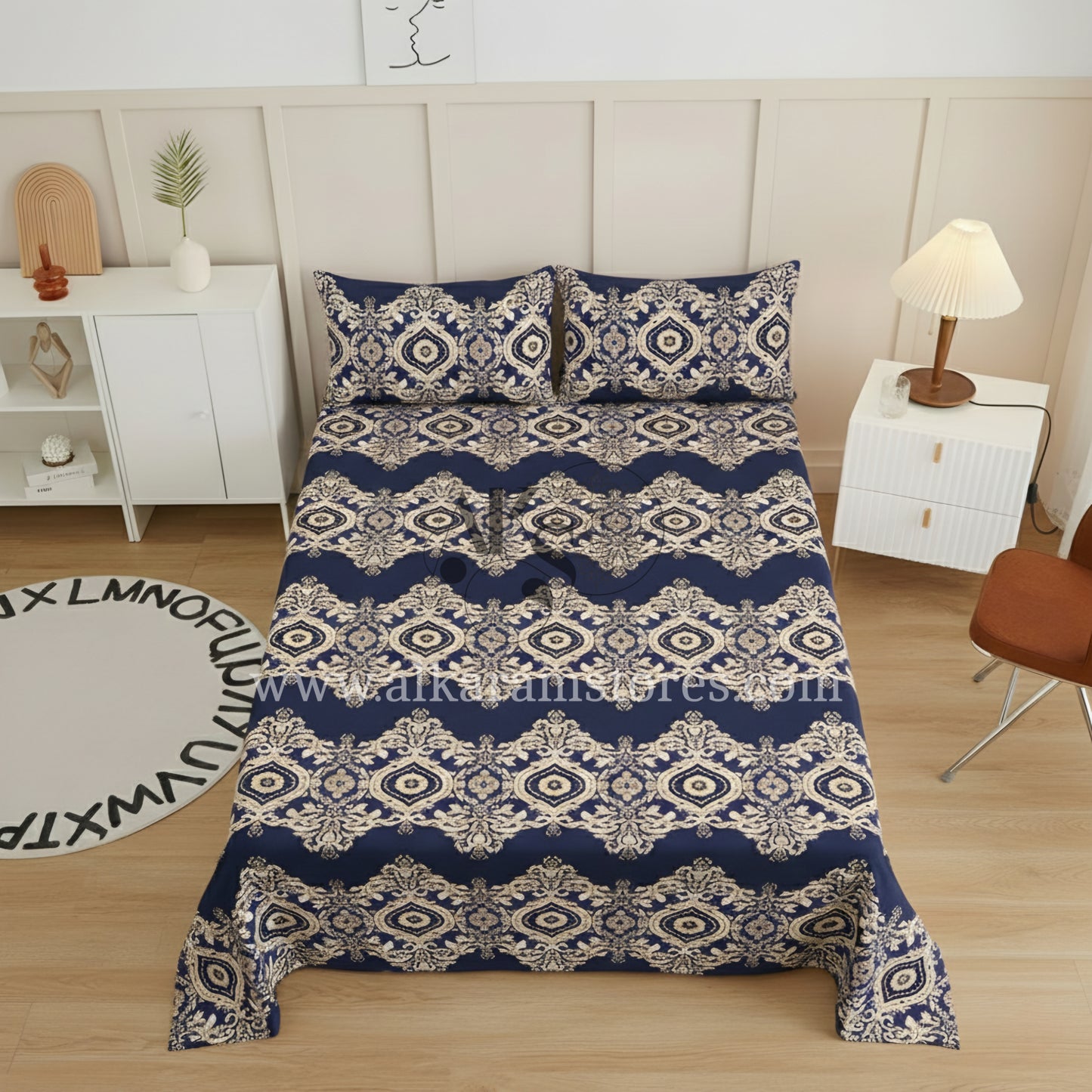 Crystal Cotton 3pc Bedsheet Blue Tapestry