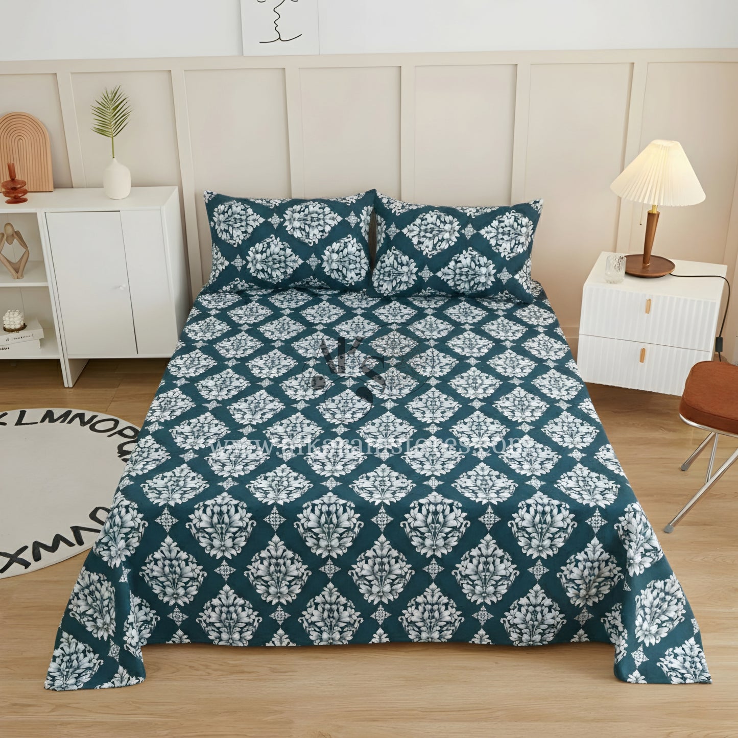 Crystal Cotton 3pc Bedsheet Zinc Diamond