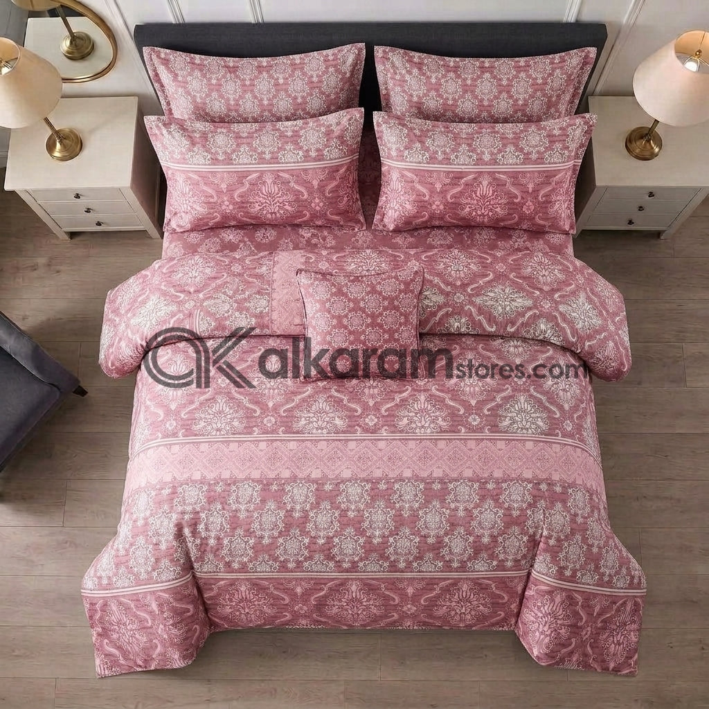 7pc Cotton Comforter Set Pink Regalia
