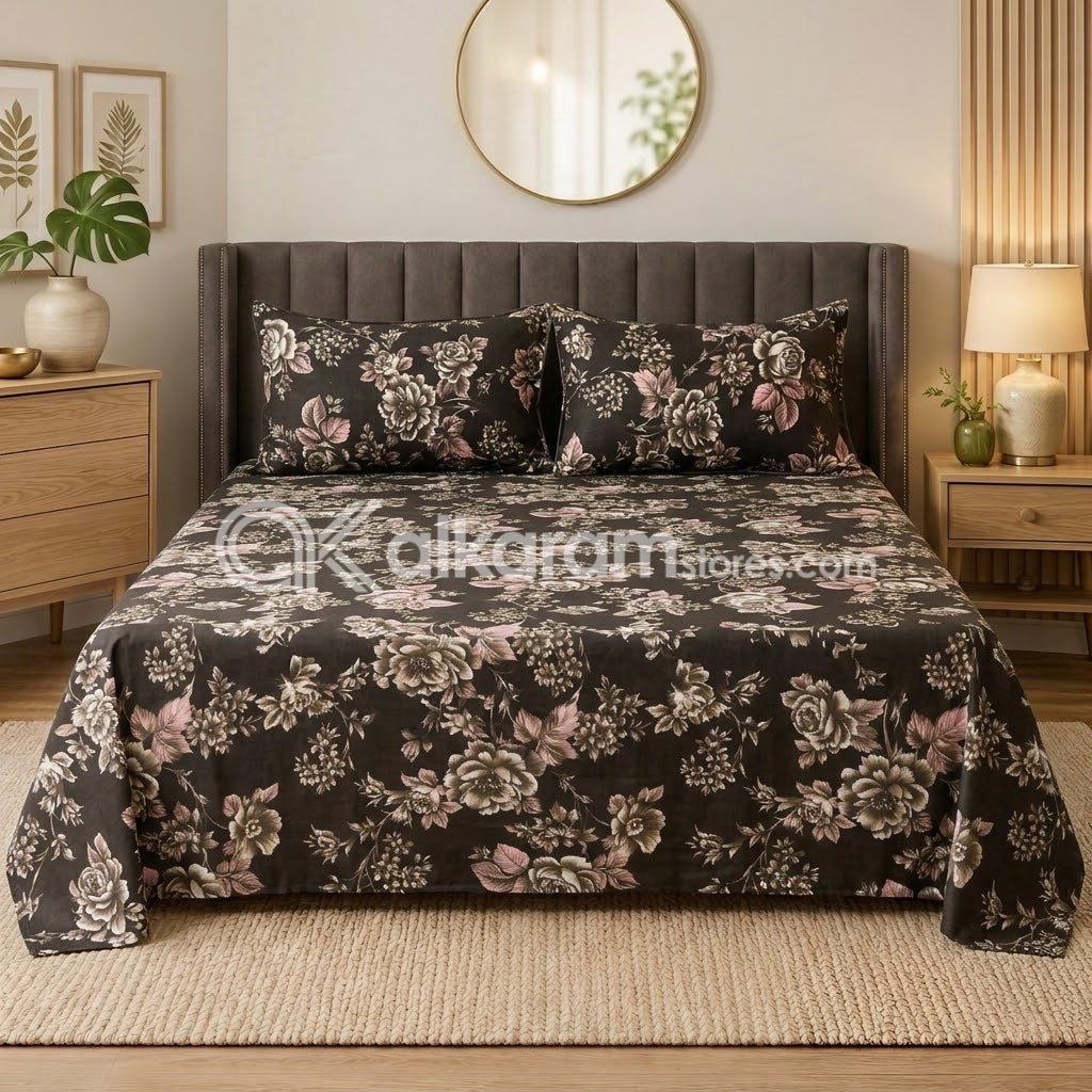 Crystal Cotton 3pc Bedsheet Black Victorian