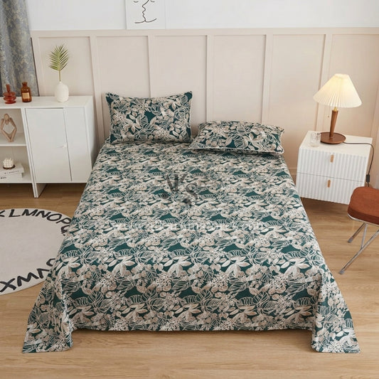 Crystal Cotton 3pc Bedsheet Green Mehream