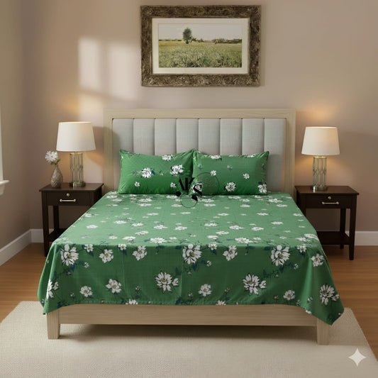 Crystal Cotton 3pc Bedsheet Seegreen