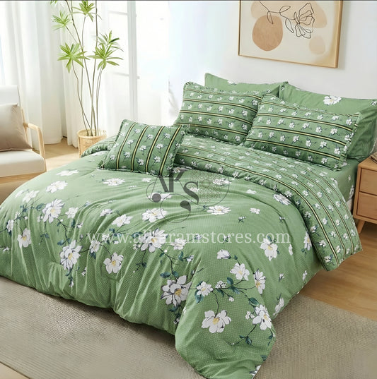 7pc Cotton Comforter Set SeeGreen Flower