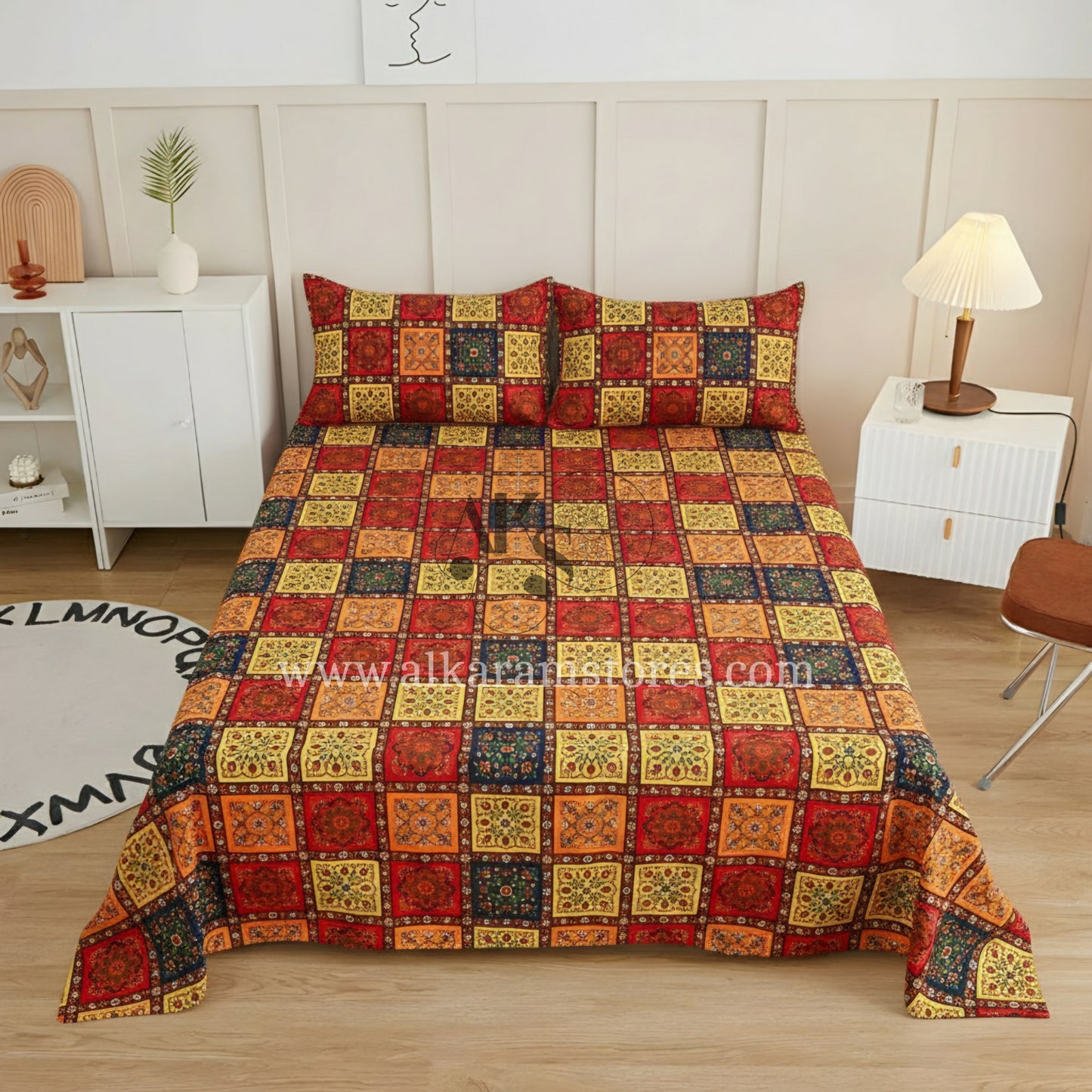 Crystal Cotton 3pc Bedsheet Rainbow Square