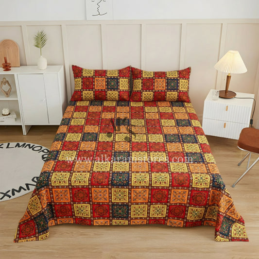 Crystal Cotton 3pc Bedsheet Rainbow Square