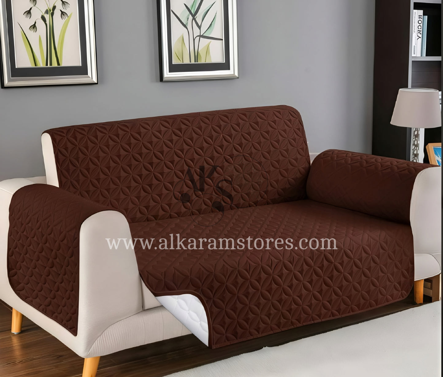 Quilted Dark Brown Sofa Cover