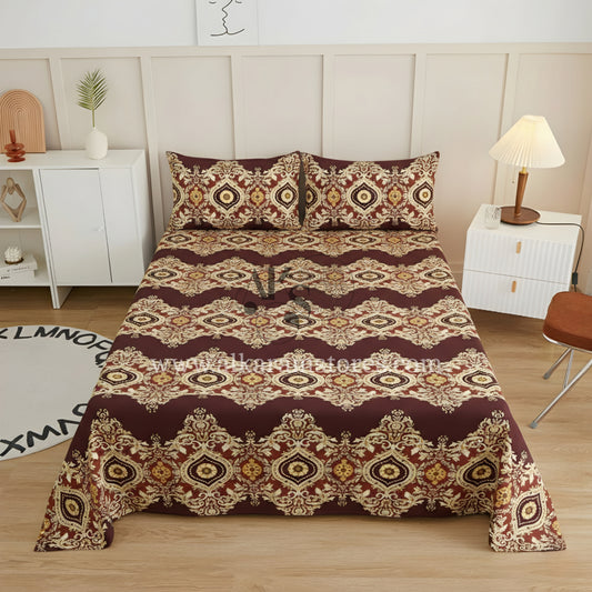 Crystal Cotton 3pc Bedsheet Brown Tapestry