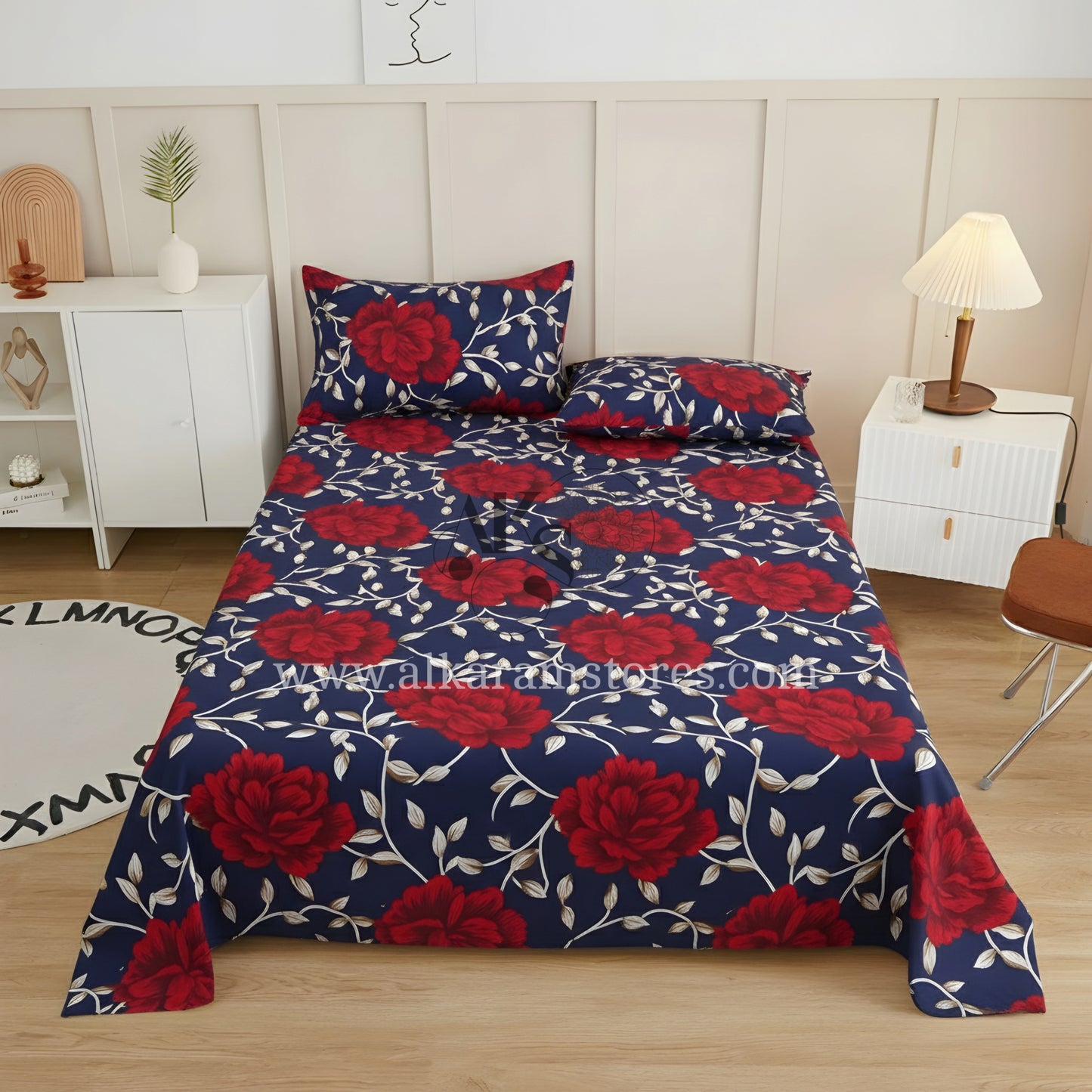 Crystal Cotton 3pc Bedsheet Wine Rose