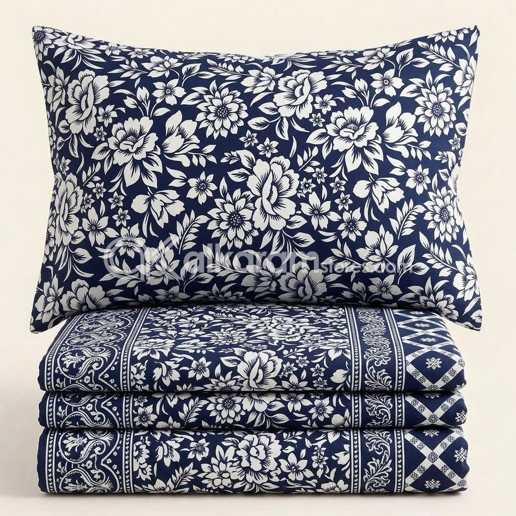 Crystal Cotton 3pc Bedsheet Indigo Royal