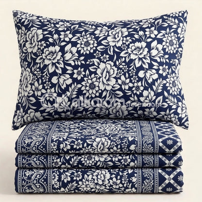Crystal Cotton 3pc Bedsheet Indigo Royal