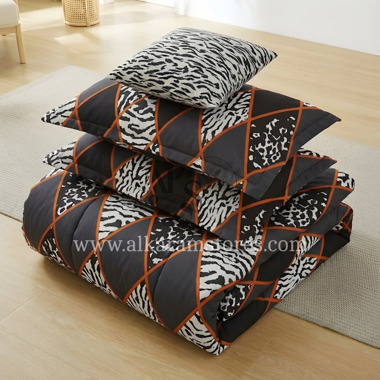 7pc Cotton Comforter Set Zebra Crystal