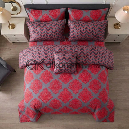 7pc Cotton Comforter Set Red Crystal