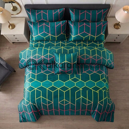 7pc Cotton Comforter Set Emerald Green